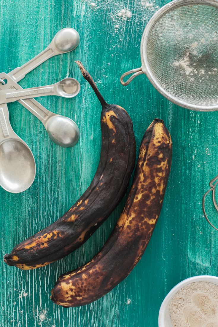 Ripe bananas for whole wheat banana bread.